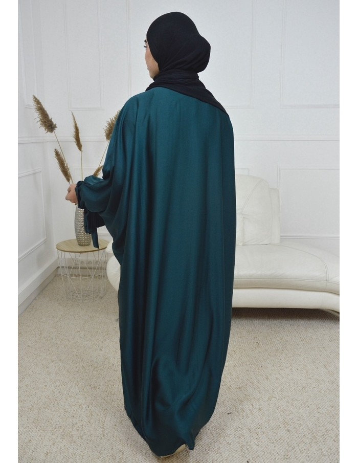 Abaya 2 pièces en satin - BLEU CANARD- femme - Accueil