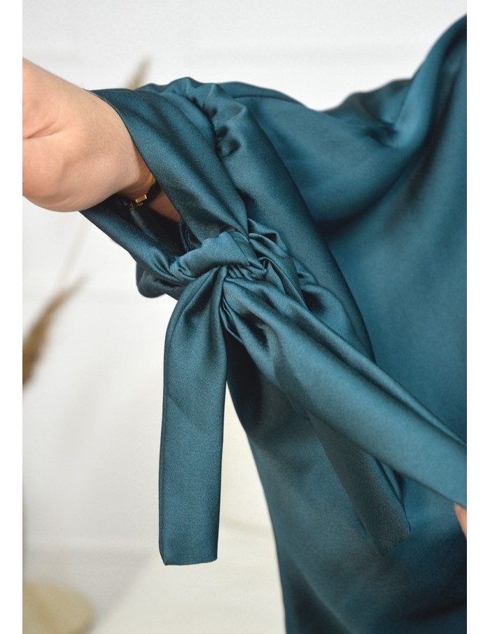 Abaya 2 pièces en satin - BLEU CANARD- femme - Accueil