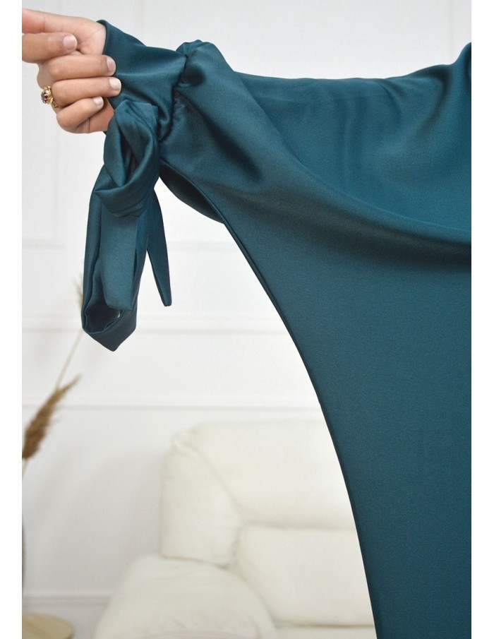 Abaya 2 pièces en satin - BLEU CANARD- femme - Accueil