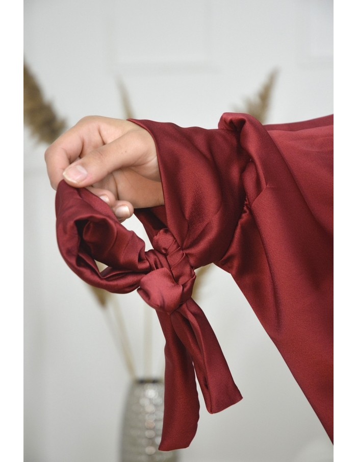Ensemble 2 pièces kIMONO-ROBE en satin Bordeaux - femme - Accueil