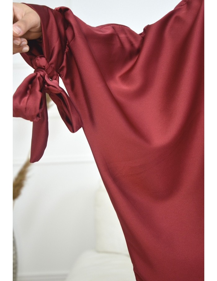 Ensemble 2 pièces kIMONO-ROBE en satin Bordeaux - femme - Accueil