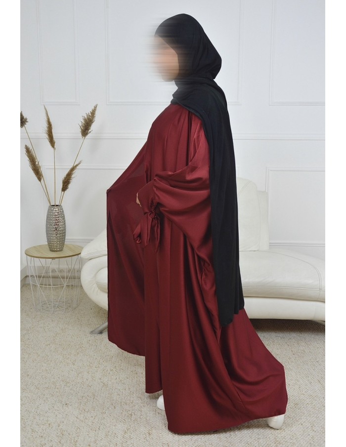 Ensemble 2 pièces kIMONO-ROBE en satin Bordeaux - femme - Accueil