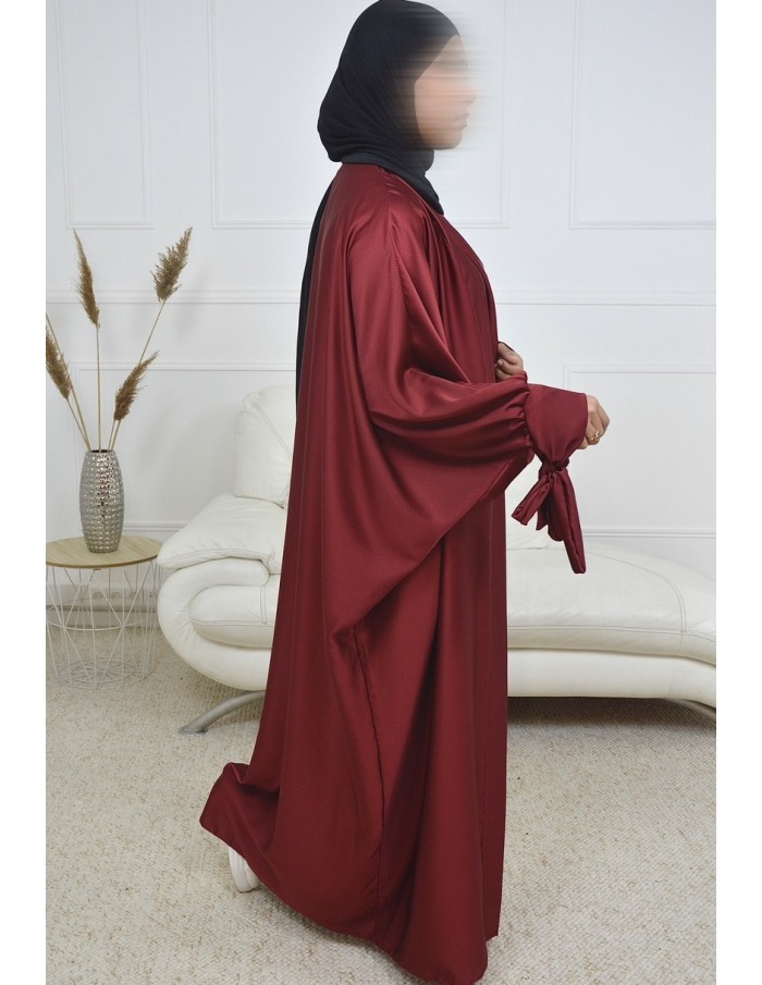 Ensemble 2 pièces kIMONO-ROBE en satin Bordeaux - femme - Accueil