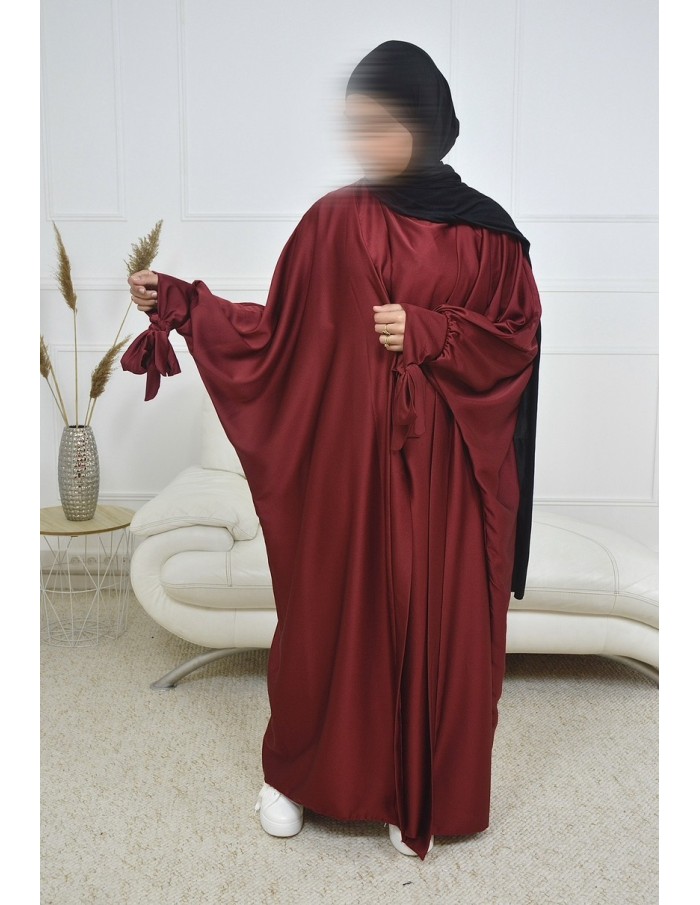 Ensemble 2 pièces kIMONO-ROBE en satin Bordeaux - femme - Accueil