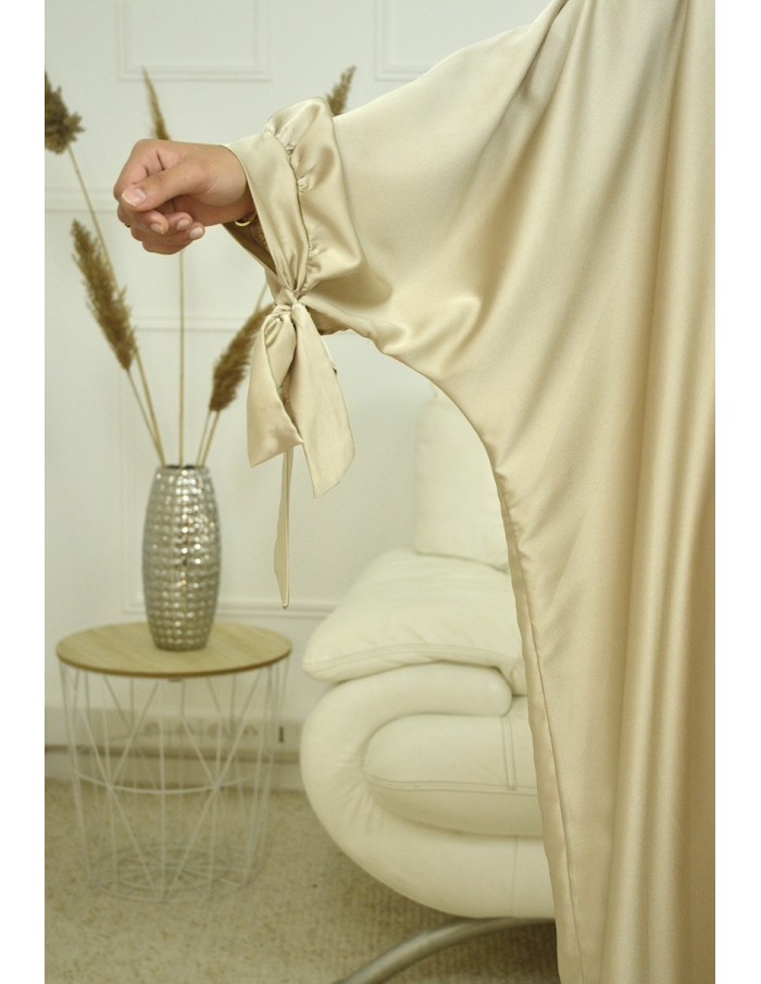 Ensemble 2 pièces kIMONO-ROBE en satin BEIGE-Femme - Accueil