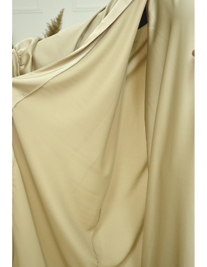 Ensemble 2 pièces kIMONO-ROBE en satin BEIGE-Femme - Accueil