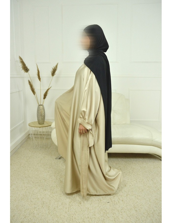 Ensemble 2 pièces kIMONO-ROBE en satin BEIGE-Femme - Accueil