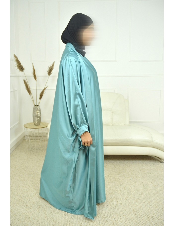 Ensemble 2 pièces kIMONO-ROBE en satin Vert Tiffany-Femme - Accueil