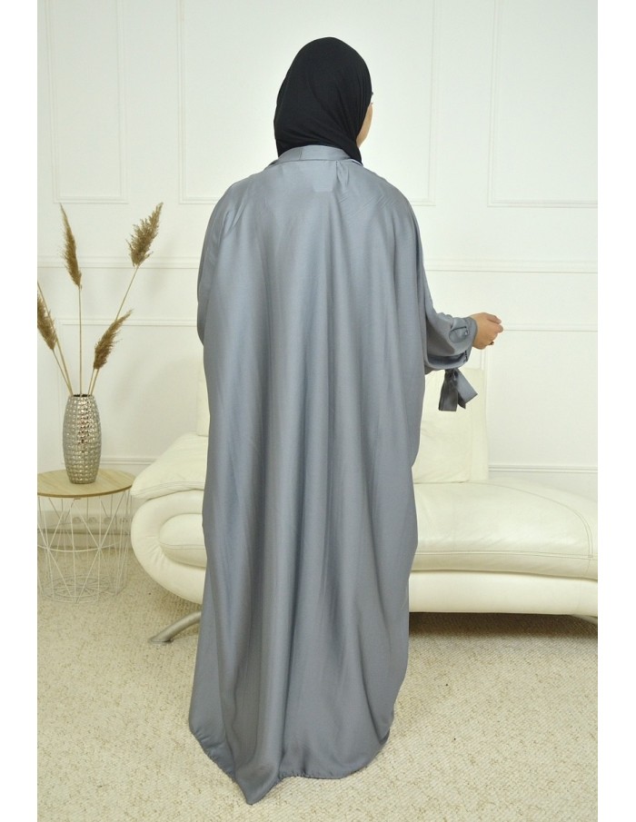Ensemble 2 pièces kIMONO-ROBE en satin-gris-Femme - Accueil
