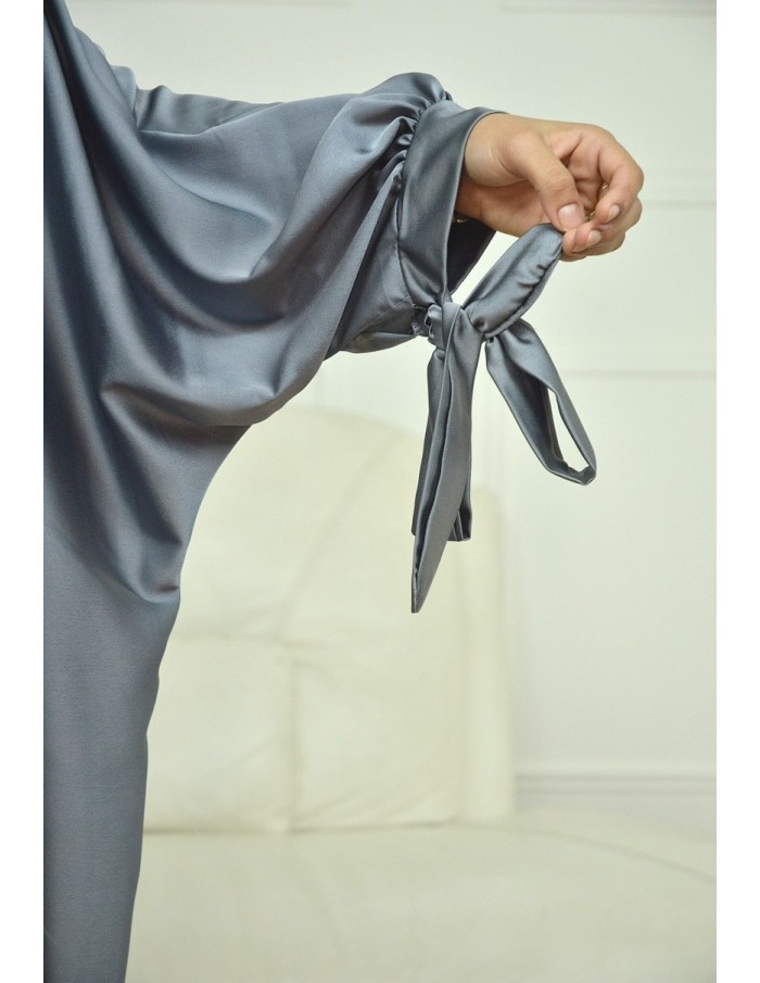 Ensemble 2 pièces kIMONO-ROBE en satin-gris-Femme - Accueil
