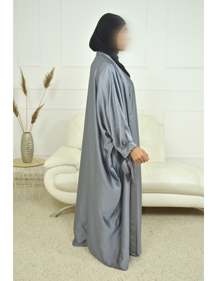 Ensemble 2 pièces kIMONO-ROBE en satin-gris-Femme - Accueil