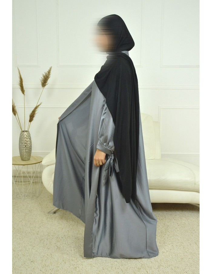 Ensemble 2 pièces kIMONO-ROBE en satin-gris-Femme - Accueil