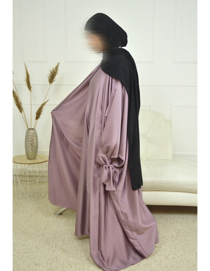 Ensemble 2 pièces kIMONO-ROBE en satin-rose -Femme - Accueil