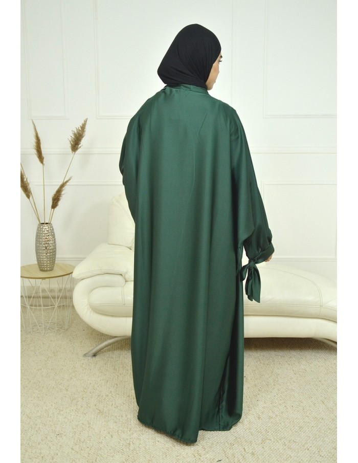 Ensemble 2 pièces kIMONO-ROBE en satin-vert sapin -Femme - Accueil