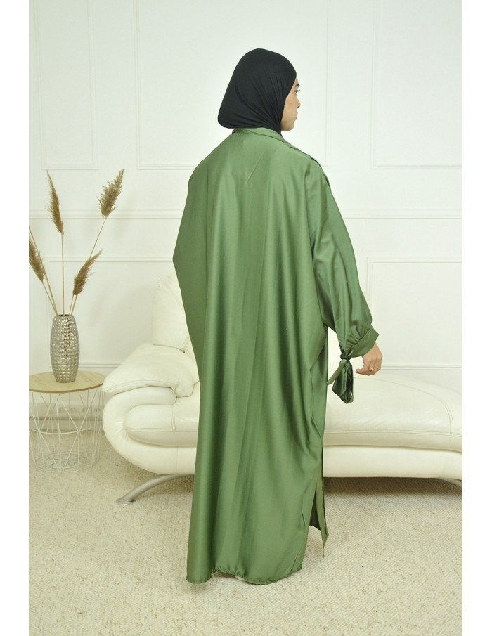 Ensemble 2 pièces kIMONO-ROBE en satin-vert -Femme - Accueil