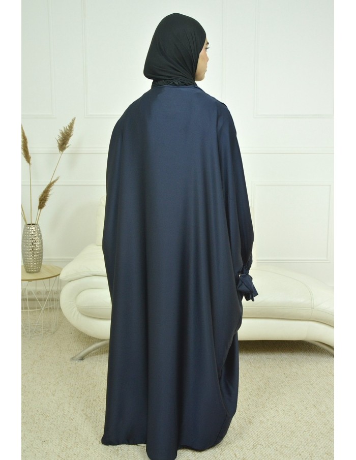 Ensemble 2 pièces kIMONO-ROBE en satin-bleu nuit -Femme - Accueil