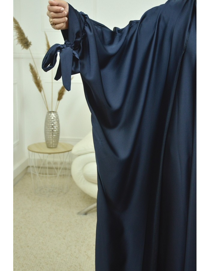 Ensemble 2 pièces kIMONO-ROBE en satin-bleu nuit -Femme - Accueil