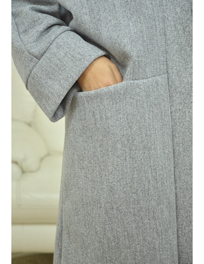 manteau long -gris-femme - Accueil