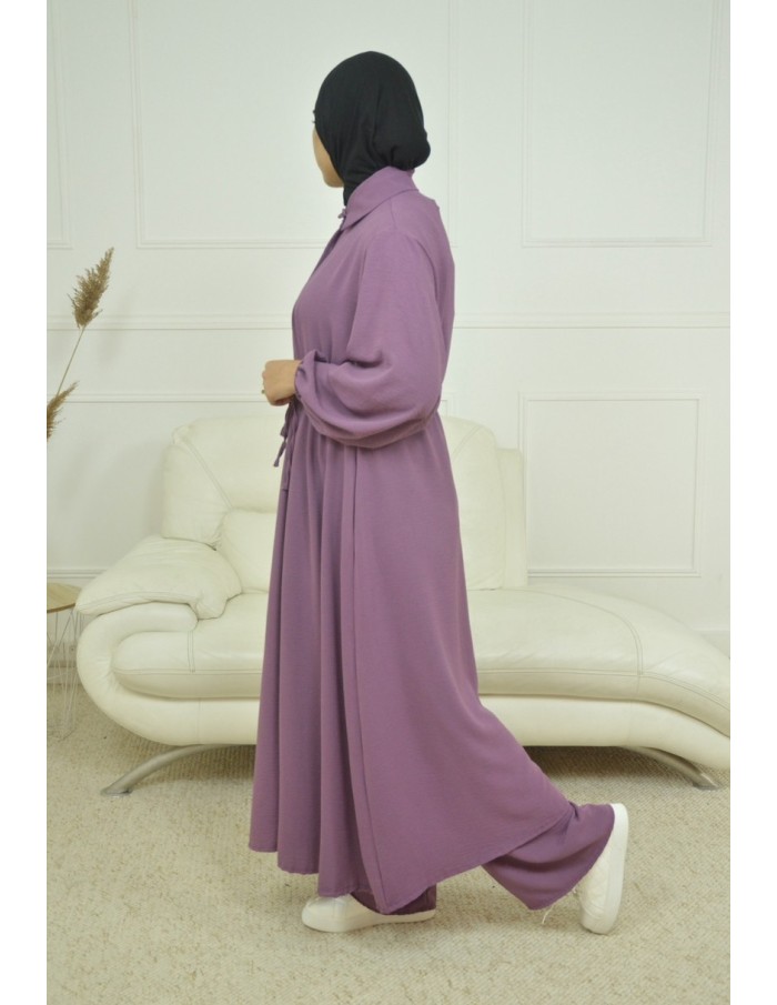 Ensemble Gilet long / pantalon violet - femme - Accueil