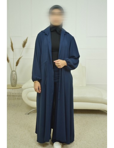 Ensemble Gilet long / pantalon bleu -...