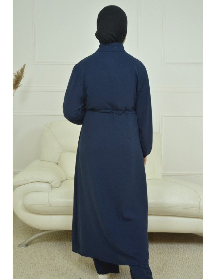 Ensemble Gilet long / pantalon bleu - femme - Accueil