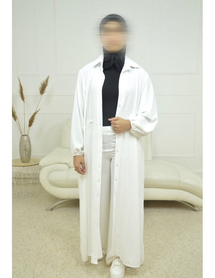 Ensemble Gilet long / pantalon blanc - femme - Accueil