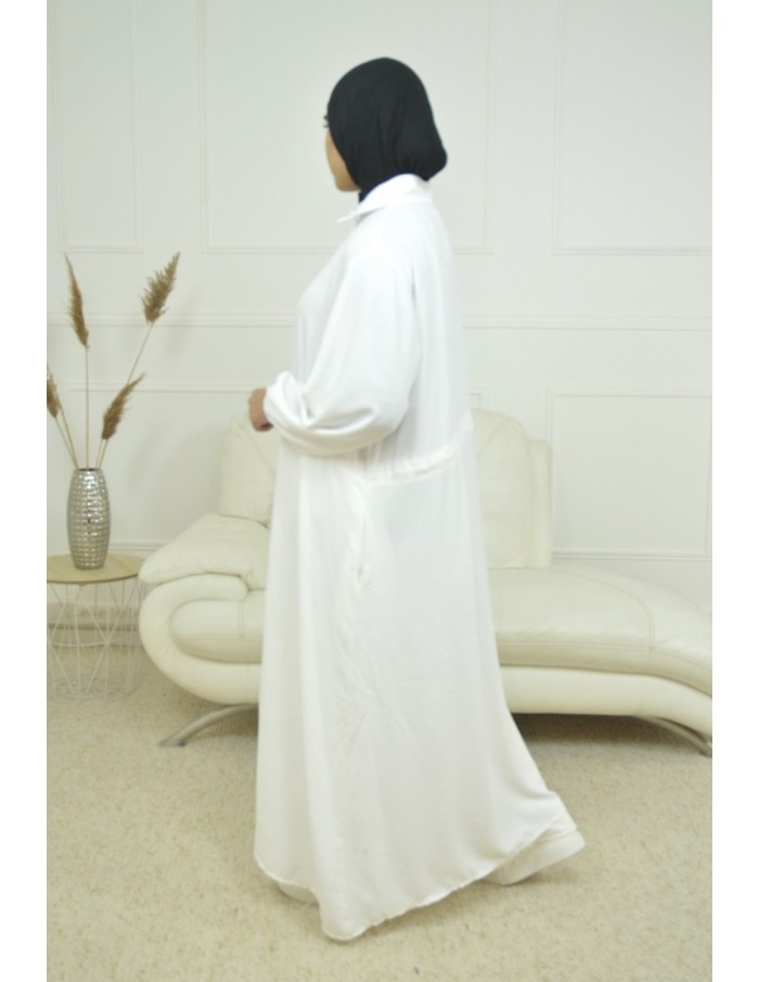 Ensemble Gilet long / pantalon blanc - femme - Accueil