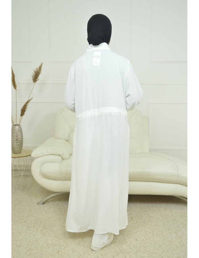 Ensemble Gilet long / pantalon blanc - femme - Accueil