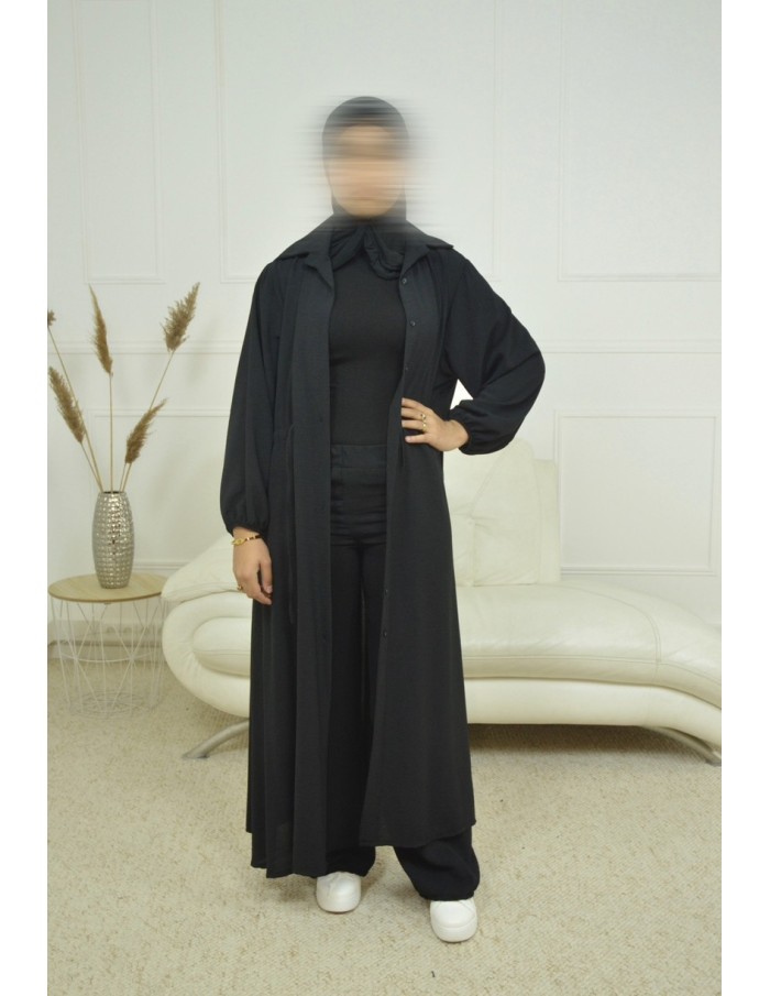 Ensemble Gilet long / pantalon noir - femme - Accueil