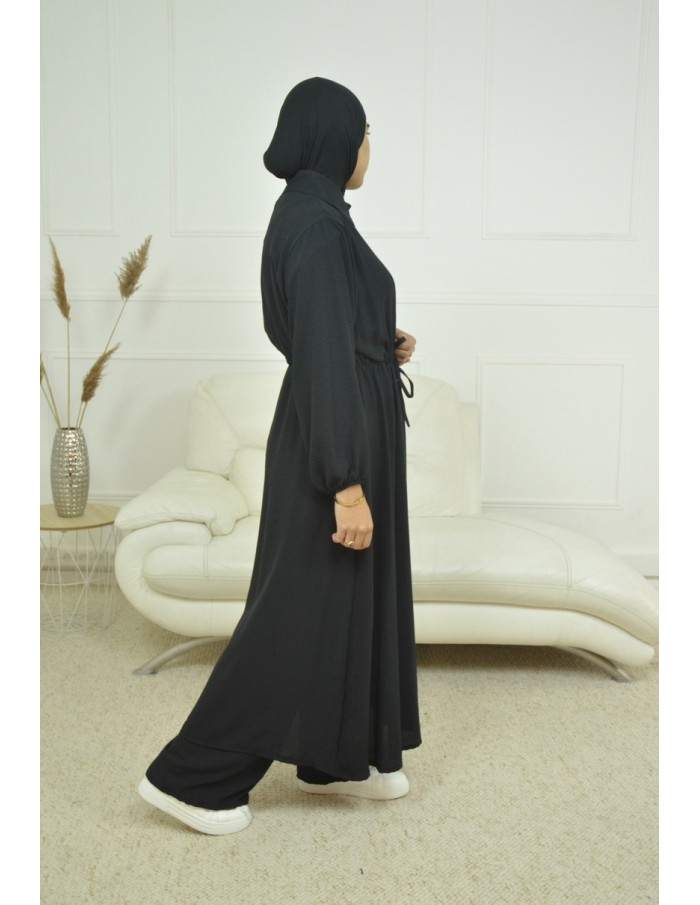 Ensemble Gilet long / pantalon noir - femme - Accueil