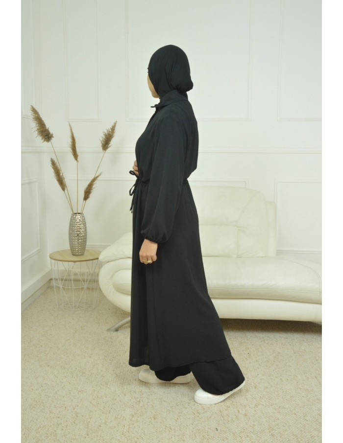 Ensemble Gilet long / pantalon noir - femme - Accueil