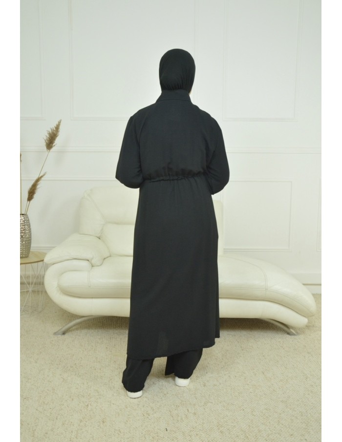 Ensemble Gilet long / pantalon noir - femme - Accueil