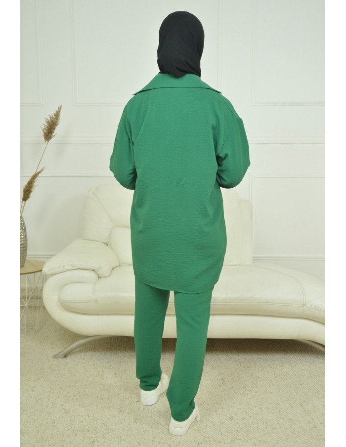 ensemble chemise / pantalon vert - femme - Accueil