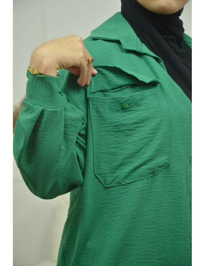 ensemble chemise / pantalon vert - femme - Accueil