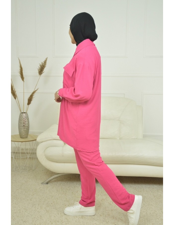 ensemble chemise / pantalon rose - femme - Accueil