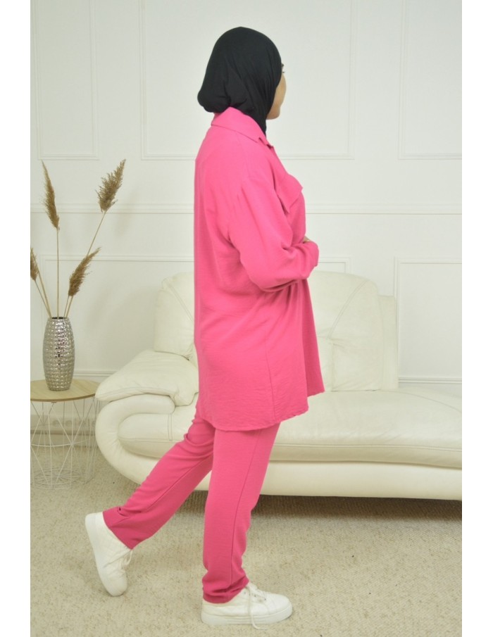 ensemble chemise / pantalon rose - femme - Accueil