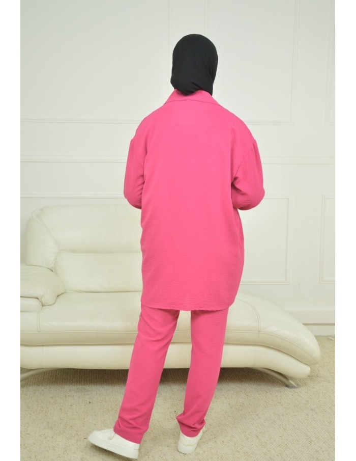 ensemble chemise / pantalon rose - femme - Accueil
