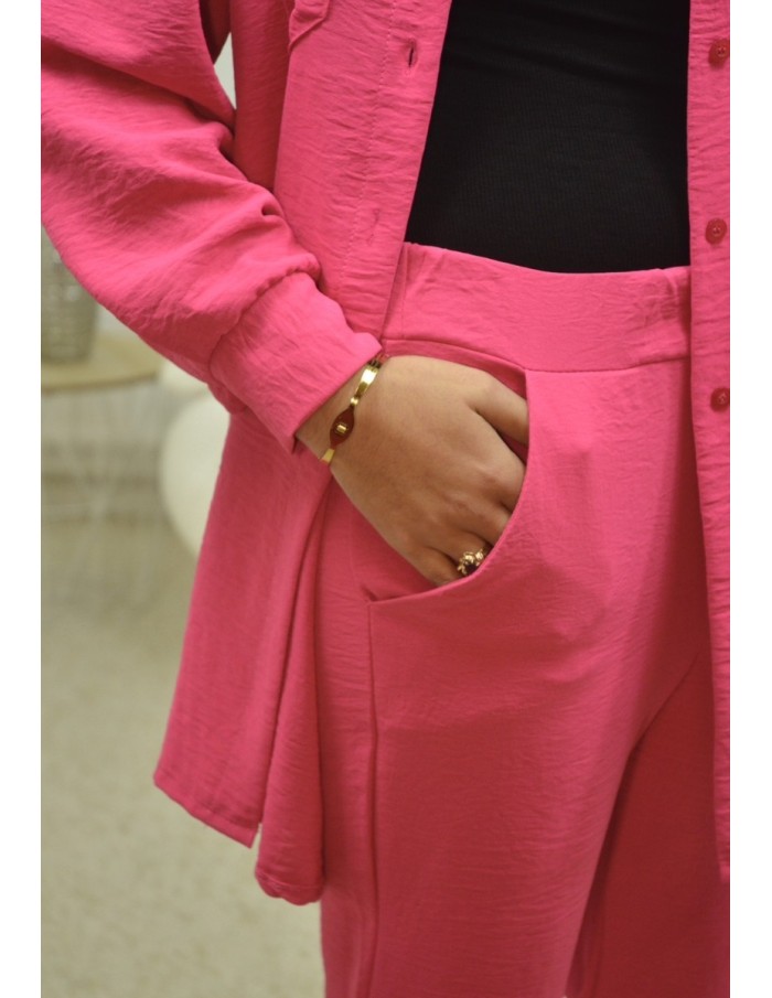 ensemble chemise / pantalon rose - femme - Accueil