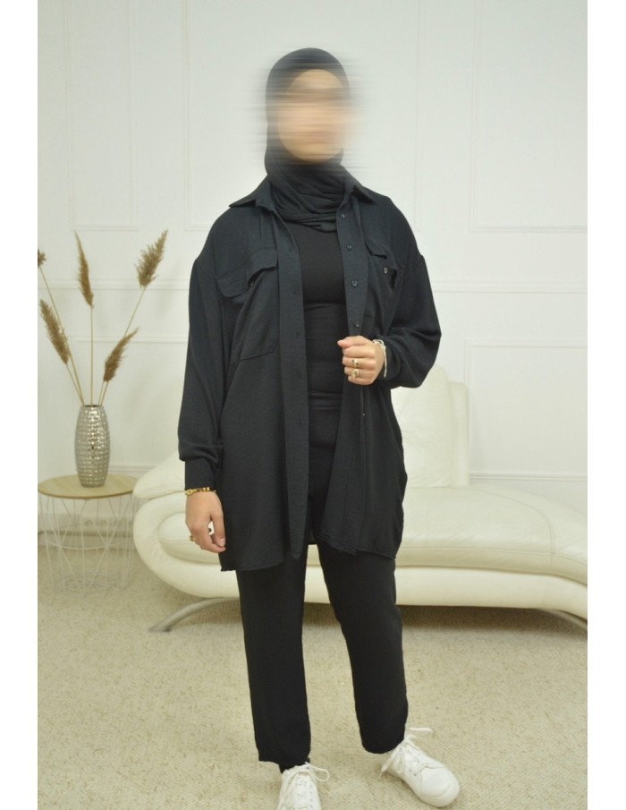 ensemble chemise / pantalon noir - femme - Accueil