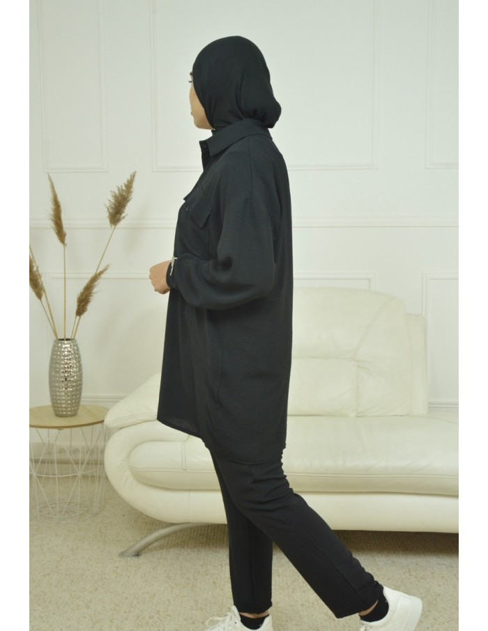 ensemble chemise / pantalon noir - femme - Accueil