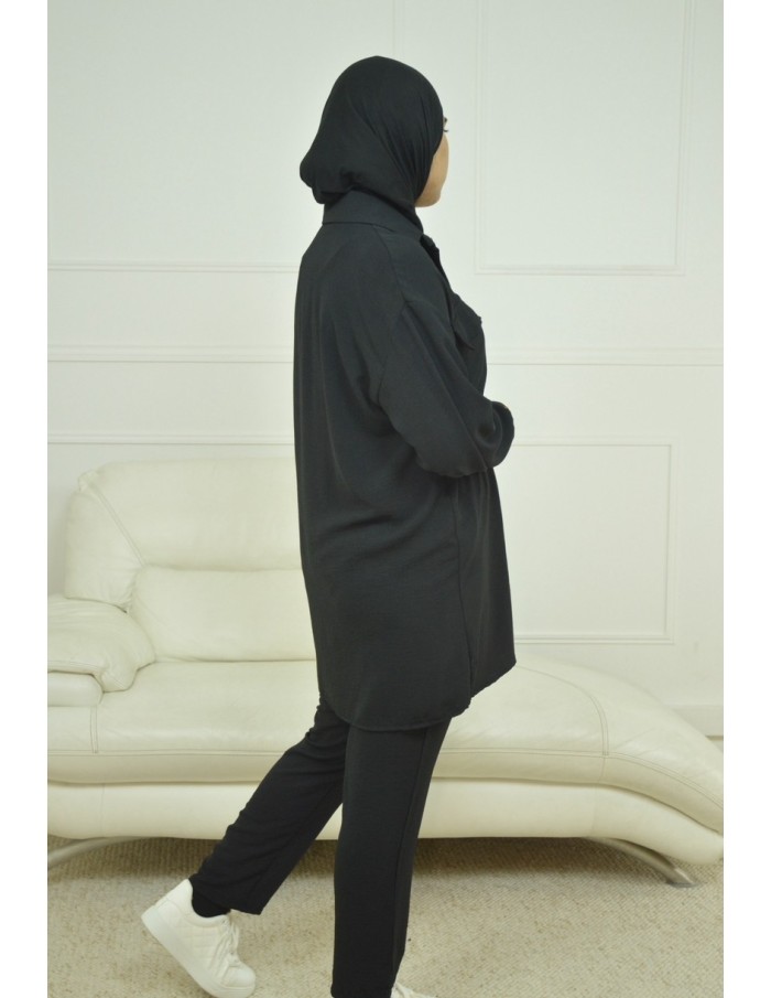 ensemble chemise / pantalon noir - femme - Accueil