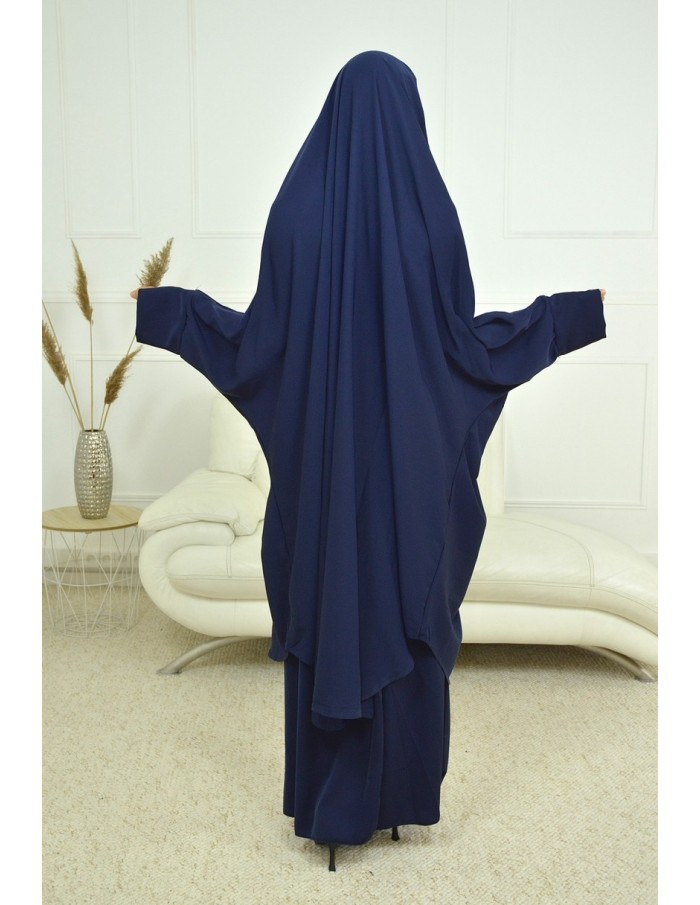 ENSEMBLE ROBE ET PANTALON VOILE INTÉGRÉ BLEU NUIT FEMME JIBEB - Accueil