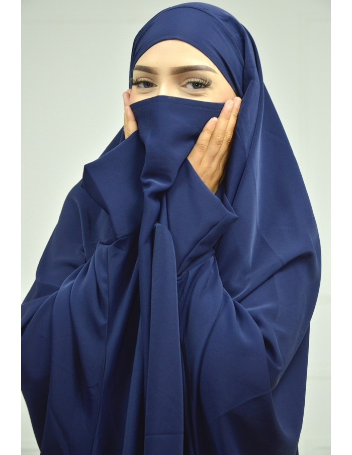 ENSEMBLE ROBE ET PANTALON VOILE INTÉGRÉ BLEU NUIT FEMME JIBEB - Accueil
