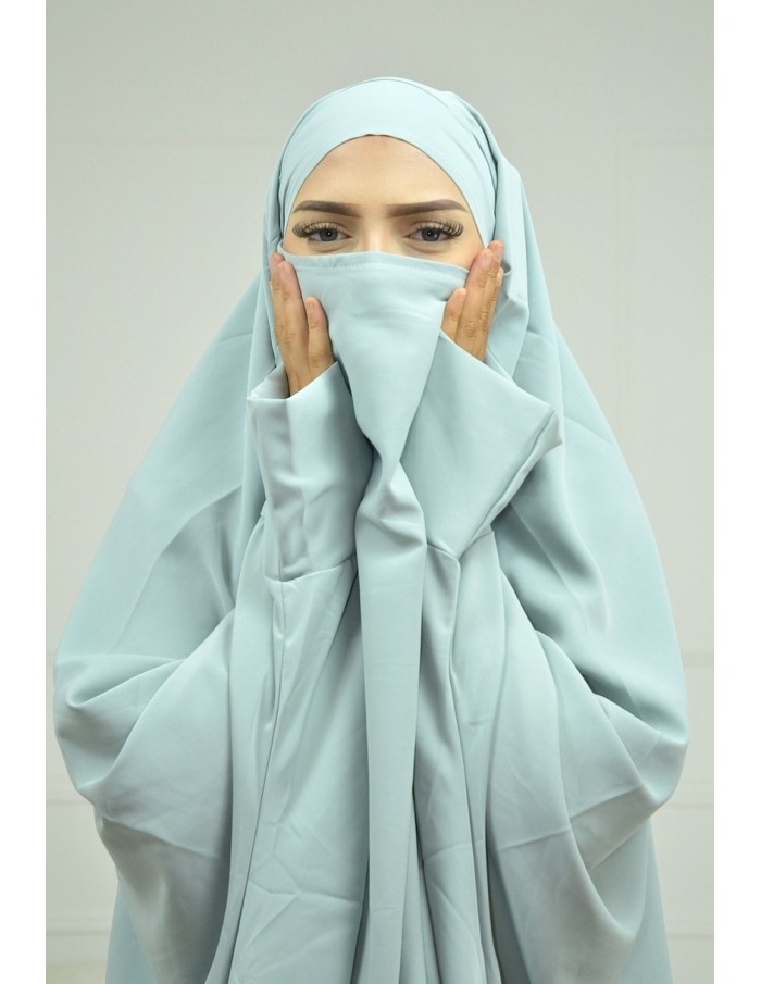 ENSEMBLE ROBE ET JUPE VOILE INTÉGRÉ VERT D EAU FEMME JILBAB - Accueil