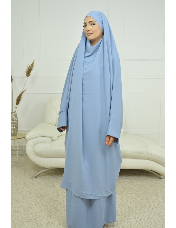 ENSEMBLE ROBE ET JUPE VOILE INTÉGRÉ BLEU FEMME JILBAB - Accueil