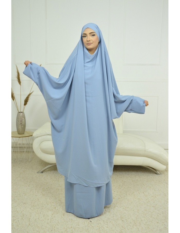 ENSEMBLE ROBE ET JUPE VOILE INTÉGRÉ BLEU FEMME JILBAB - Accueil
