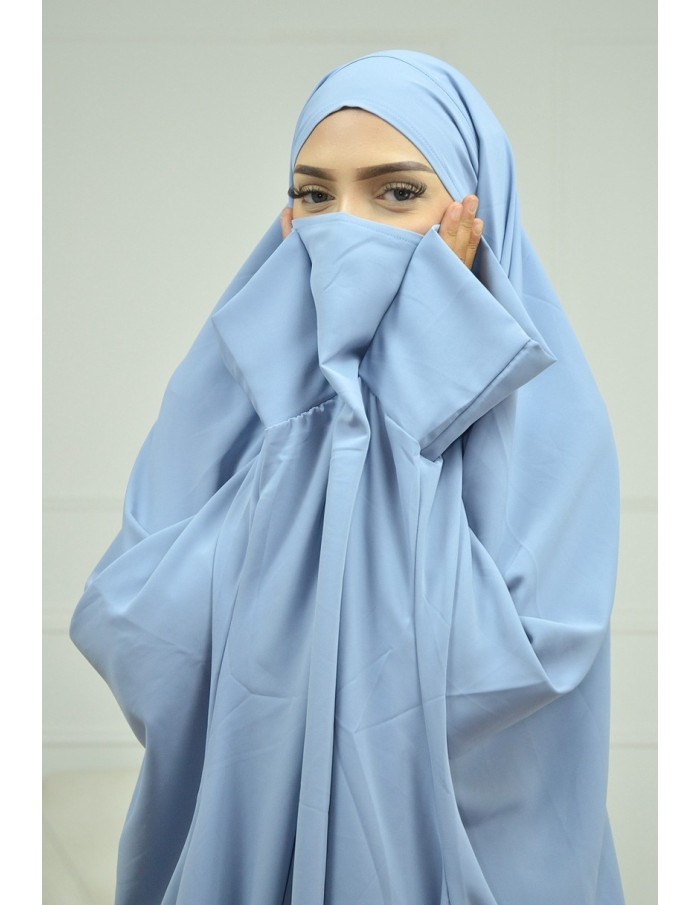 ENSEMBLE ROBE ET JUPE VOILE INTÉGRÉ BLEU FEMME JILBAB - Accueil