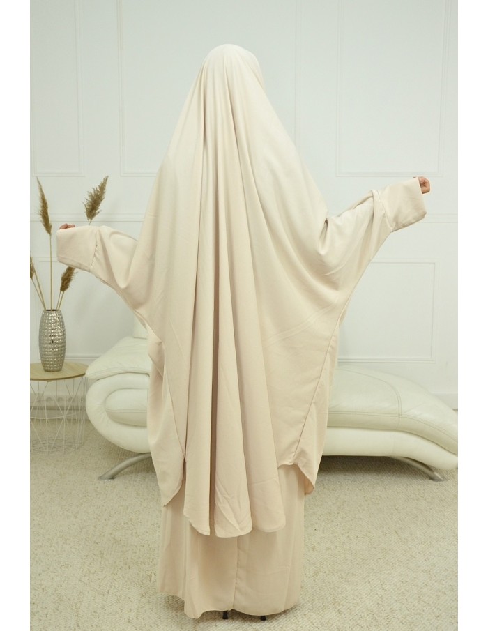 ENSEMBLE ROBE ET JUPE VOILE INTÉGRÉ BEIGE FEMME JILBAB - Accueil