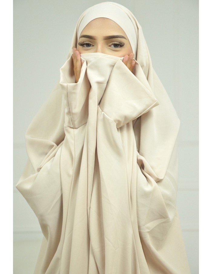 ENSEMBLE ROBE ET JUPE VOILE INTÉGRÉ BEIGE FEMME JILBAB - Accueil