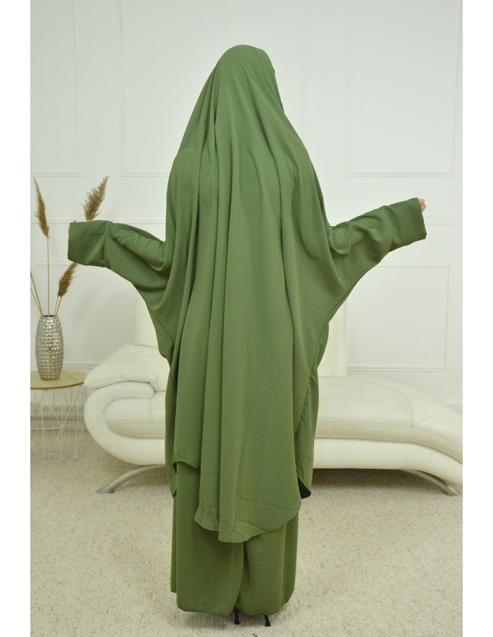 ENSEMBLE ROBE ET JUPE VOILE INTÉGRÉ VERT FEMME JILBAB - Accueil